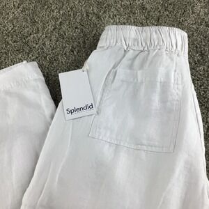 Splendid Womens White‎ Linen Wide Leg Full Length Drawstring Pants Size XS NWT